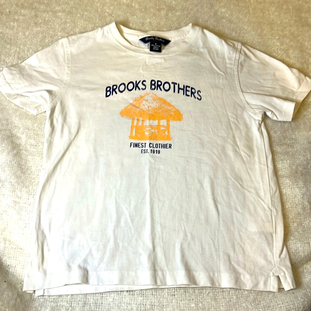BROOKS BROTHERS boys white tshirt Size S good condition